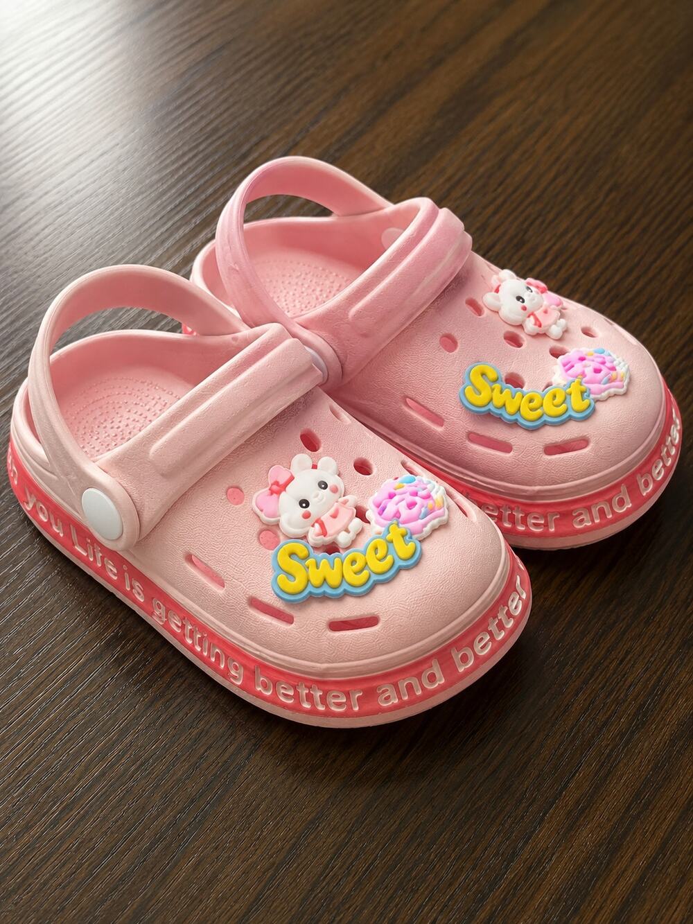New Pink Kids Clog Sandals Size 5 Toddler Cute Charms Lightweight Shoes NWT